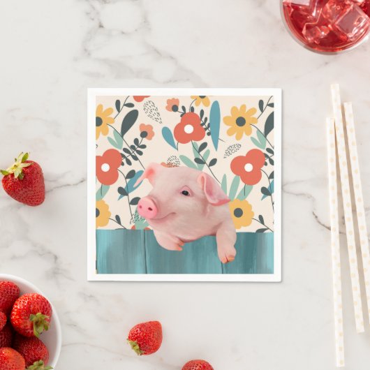 Serviette En Papier Cochon de bébé convivial | Bébé mignon animal (En situation)