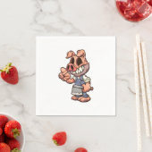 Serviette En Papier cochon de dessin animé portant un masque et faisan (En situation)