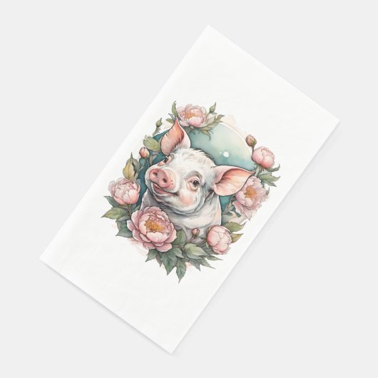 Serviette En Papier Cochon de porc rose pâle (Coin)