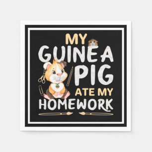 Serviette En Papier Cochon d'Inde Mignon a Mangé Mon Devoir
