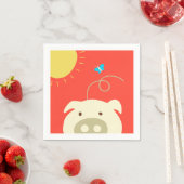 Serviette En Papier Cochon et papillon (En situation)