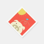 Serviette En Papier Cochon et papillon (Coin)