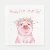 Serviette En Papier Cochon floral mignon 60e anniversaire (Devant)
