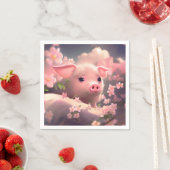 Serviette En Papier Cochon Fluffé Cute (En situation)
