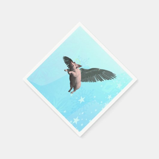 Serviette En Papier Cochon mignon volant dans le ciel (Coin)