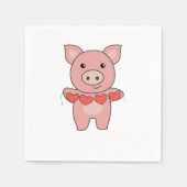 Serviette En Papier Cochon pour la Saint-Valentin Beaux animaux avec c (Devant)
