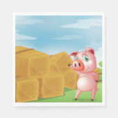 Serviette En Papier Cochon Sur Une Ferme (Devant)