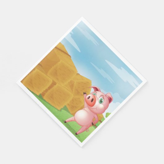 Serviette En Papier Cochon Sur Une Ferme (Coin)