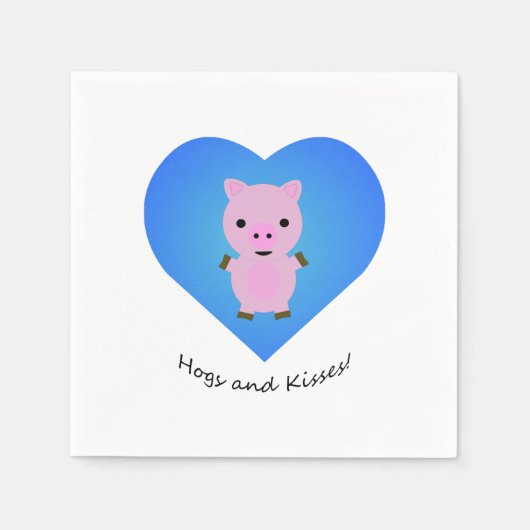 Serviette En Papier Cochons et baisers (Devant)