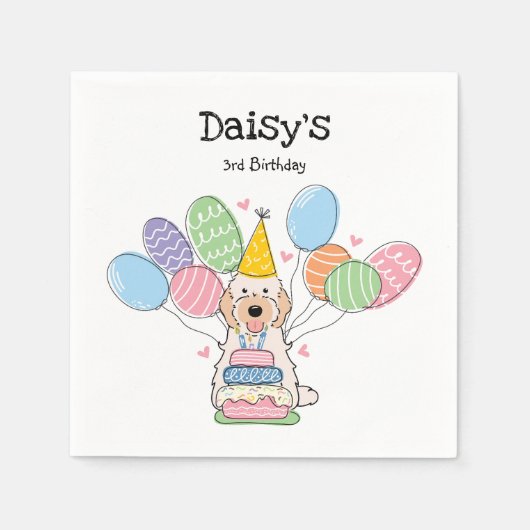 Serviette En Papier Cockapo blanc crème Cavapoo Anniversaire (Devant)