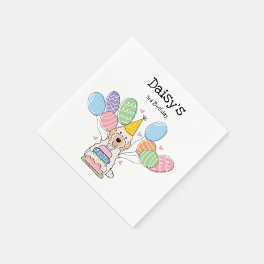 Serviette En Papier Cockapo blanc crème Cavapoo Anniversaire (Coin)