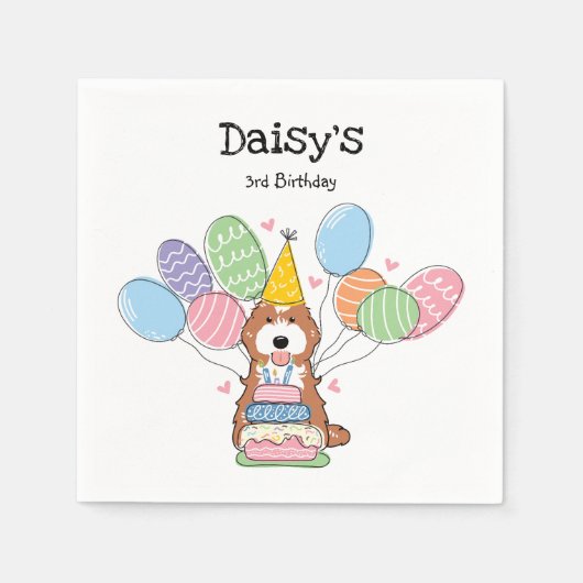 Serviette En Papier Cockapo blanc rouge Cavapoo Anniversaire (Devant)