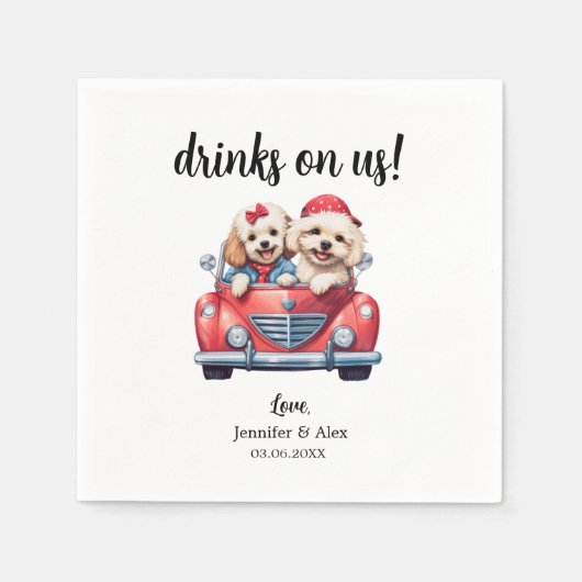 Serviette En Papier Cockapo mignon Doodle Mariage Cocktail sur mesure (Devant)