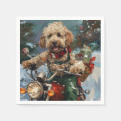 Serviette En Papier Cockapoo Chien à Moto Noël (Devant)