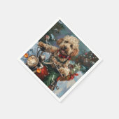 Serviette En Papier Cockapoo Chien à Moto Noël (Coin)