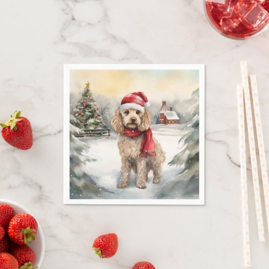 Serviette En Papier Cockapoo Dog in Snow Christmas (En situation)