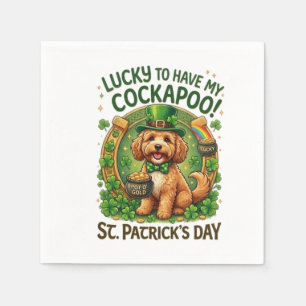 Serviette En Papier Cockapoo Saint-Patrick Chanceux Pot d'Or Chien