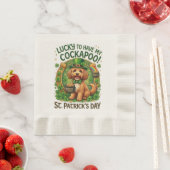 Serviette En Papier Cockapoo St Patrick's Day Lucky Dog Pot of Gold (En situation)