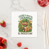 Serviette En Papier Cockapoo St Patrick's Day Lucky Dog Pot of Gold (En situation)