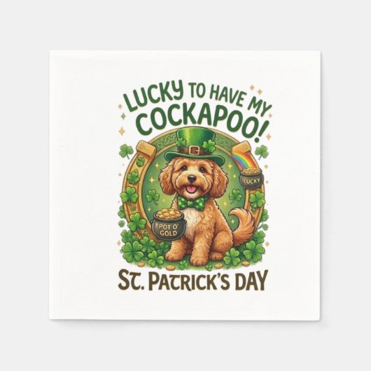 Serviette En Papier Cockapoo St Patrick's Day Lucky Dog Pot of Gold (Devant)