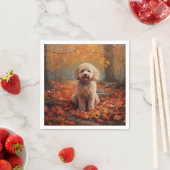 Serviette En Papier Cockapou dans les feuilles d'automne automne autom (En situation)