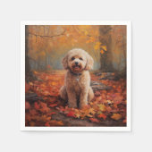 Serviette En Papier Cockapou dans les feuilles d'automne automne autom (Devant)