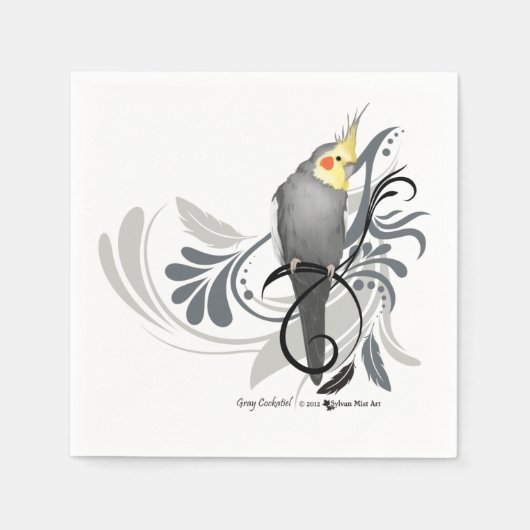 Serviette En Papier Cockatiel gris (Devant)