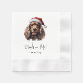 Serviette En Papier Cocker de Noël Spaniel Chien Boit Sur Moi (Devant)