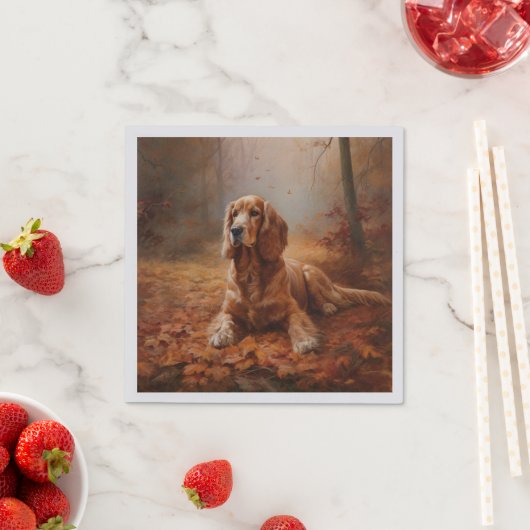 Serviette En Papier Cocker Spaniel à l'automne Feuilles automne Inspir (En situation)