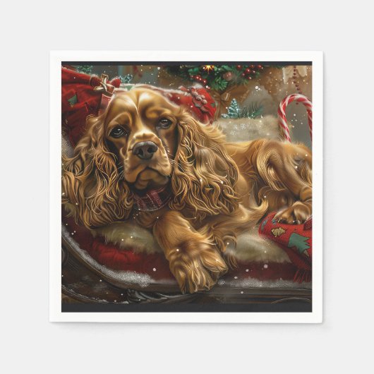Serviette En Papier Cocker Spaniel Chien Festif de Noël (Devant)