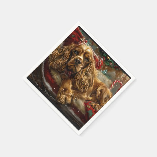Serviette En Papier Cocker Spaniel Chien Festif de Noël (Coin)