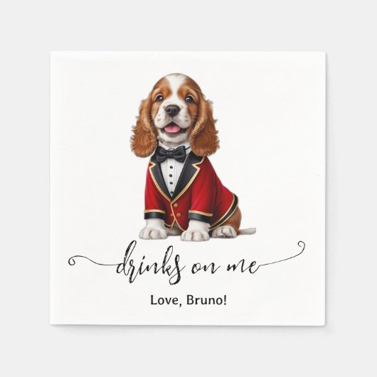 Serviette En Papier Cocker Spaniel Puppy Boissons Sur Moi Mariage (Devant)