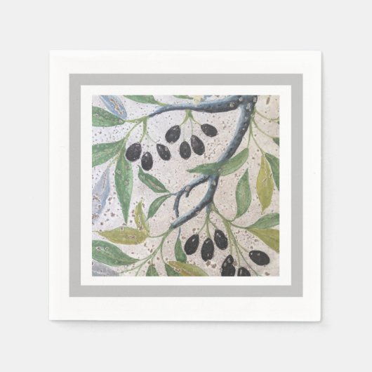 Serviette En Papier Cocktail à base d'olive et de gris méditerranéen N (Devant)