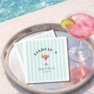 Serviette En Papier Cocktail à rayures bleues pour enterrement de vie