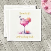 Serviette En Papier Cocktail à thème rose Anniversaire