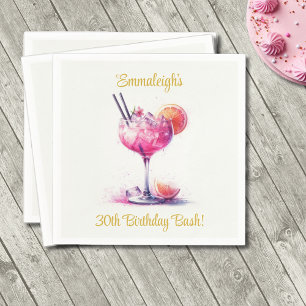 Serviette En Papier Cocktail à thème rose Anniversaire