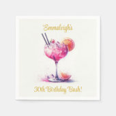 Serviette En Papier Cocktail à thème rose Anniversaire (Devant)