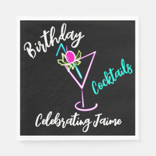 Serviette En Papier Cocktail Abstrait Neon Drink Bar Club