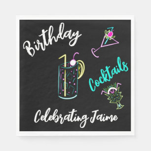 Serviette En Papier Cocktail Abstrait Neon Drinks Bar Club