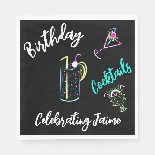 Serviette En Papier Cocktail Abstrait Neon Drinks Bar Club (Devant)