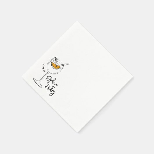 Serviette En Papier Cocktail Aperol Spritz tiré à la main (Coin)