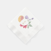 Serviette En Papier Cocktail Aquarelle Citrus Mariage Floral Monogramm (Coin)
