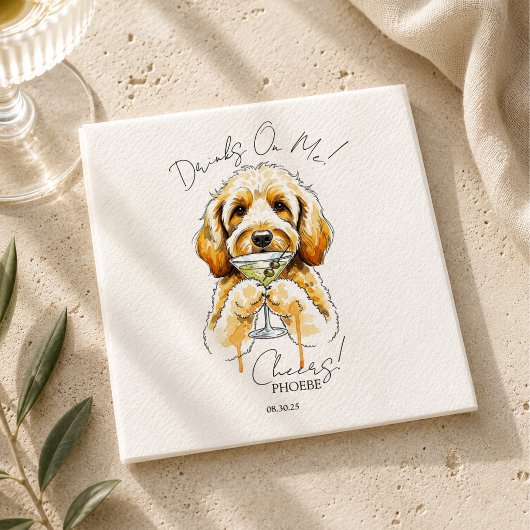 Serviette En Papier Cocktail au bar ouvert Martini Golden Doodle dessi