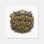 Serviette En Papier Cocktail au script doré pour anniversaire ensorcel (Devant)