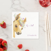 Serviette En Papier Cocktail Baby shower Lavender Fleur sauvage Pony (En situation)