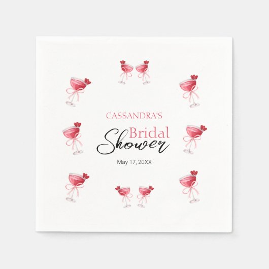 Serviette En Papier Cocktail Beverage Fête des mariées Bow rose (Devant)