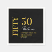 Serviette En Papier Cocktail Black & Gold Minimal 50th Birthday Party (Devant)