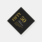 Serviette En Papier Cocktail Black & Gold Minimal 50th Birthday Party (Coin)