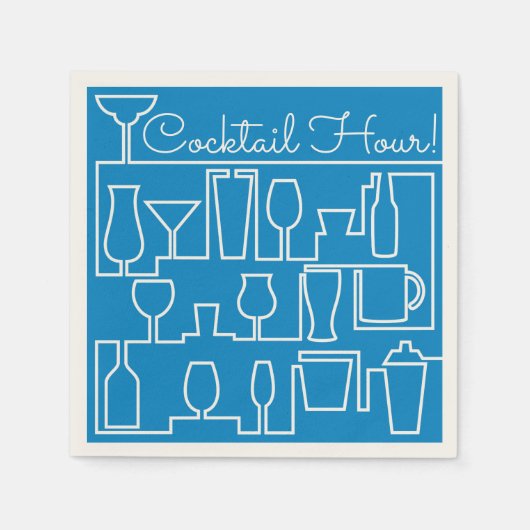 Serviette En Papier Cocktail bleu (Devant)