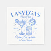 Serviette En Papier Cocktail Bleu Et Disco Ball Bachelorette (Devant)